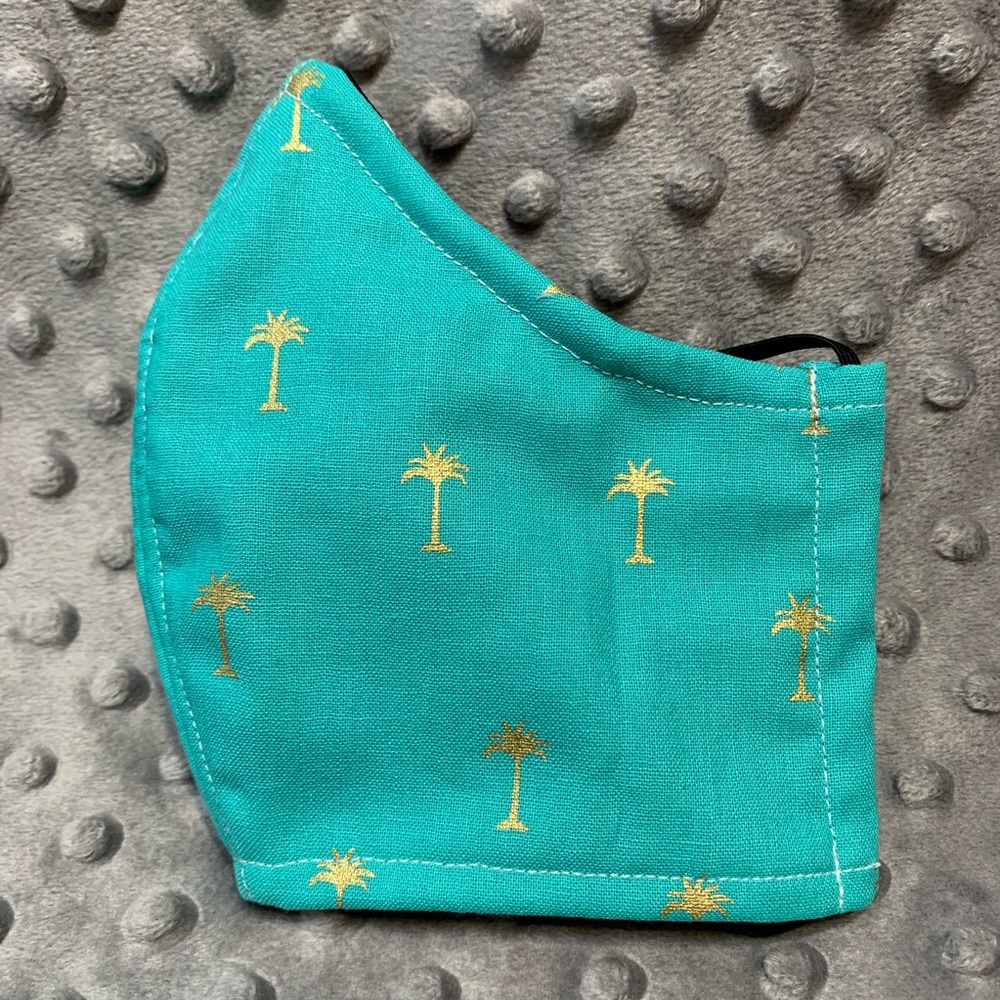 Women’s or Teen fabric face mask Teal Palm Trees